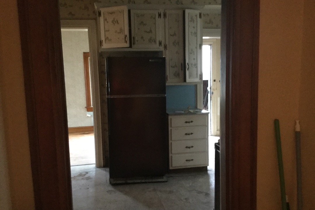 An old kitchen interior before renovation.
