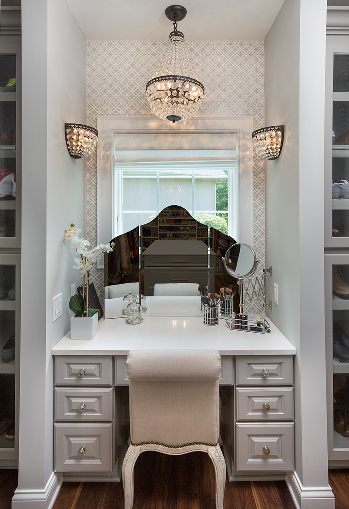 A dressing table added in a remodeling project.