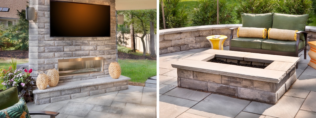 Gas fireplace and fire pit.