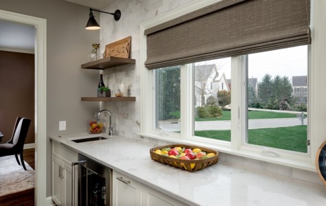 A wet bar addition in a kitchen renovation.